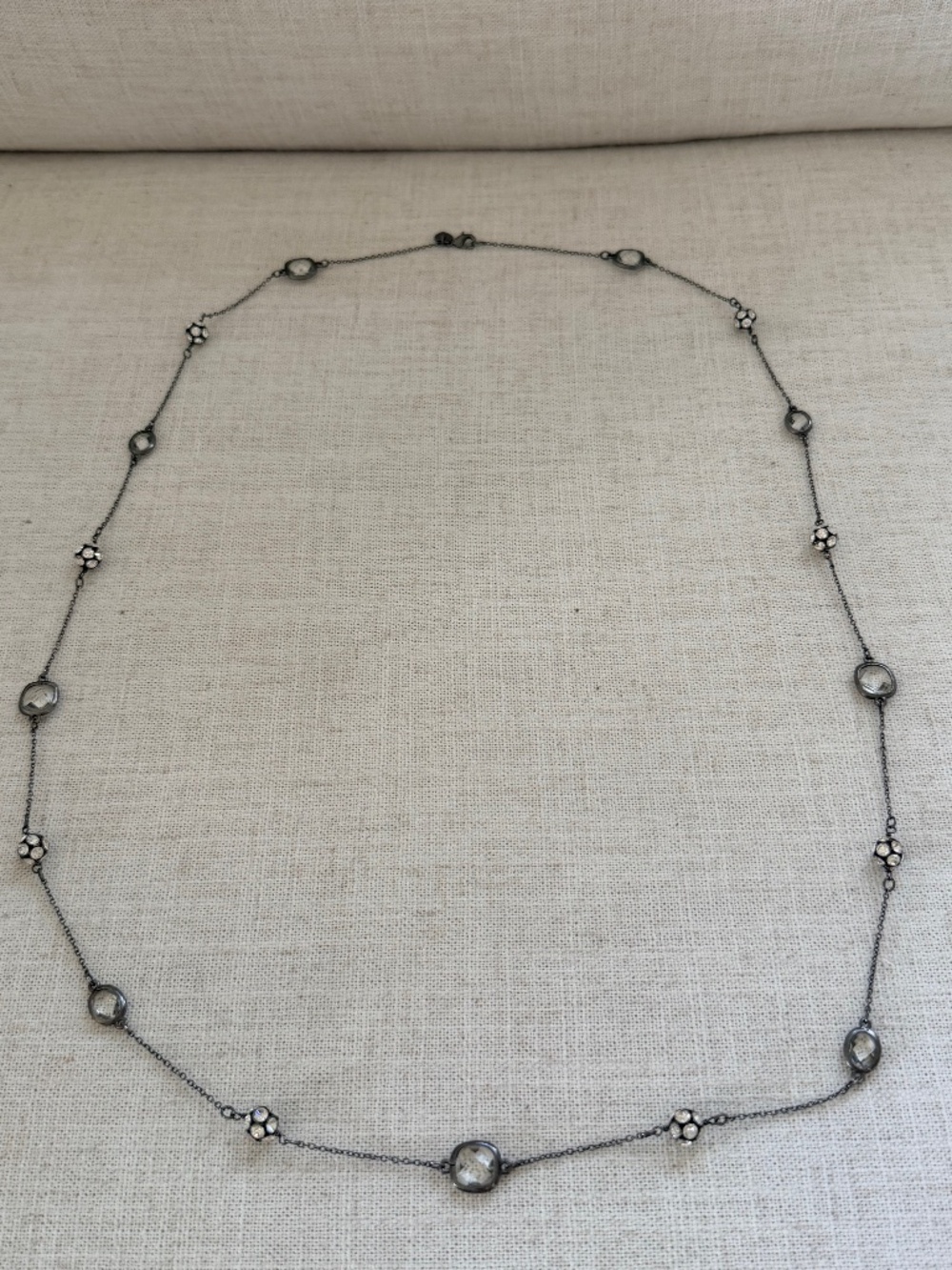 Stella & Dot Chelsea Hematite Crystal Long Necklace